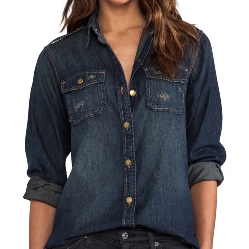 CURRENT ELLIOTT PERFECT SHIRT JEAN DENIM DESTROY 2